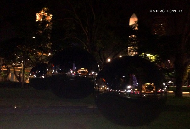 Mirror Balls at Empress Place , Asian Civilisations Museum, Singapore 16-8913 Copyright Shelagh Donnelly